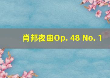 肖邦夜曲Op. 48 No. 1